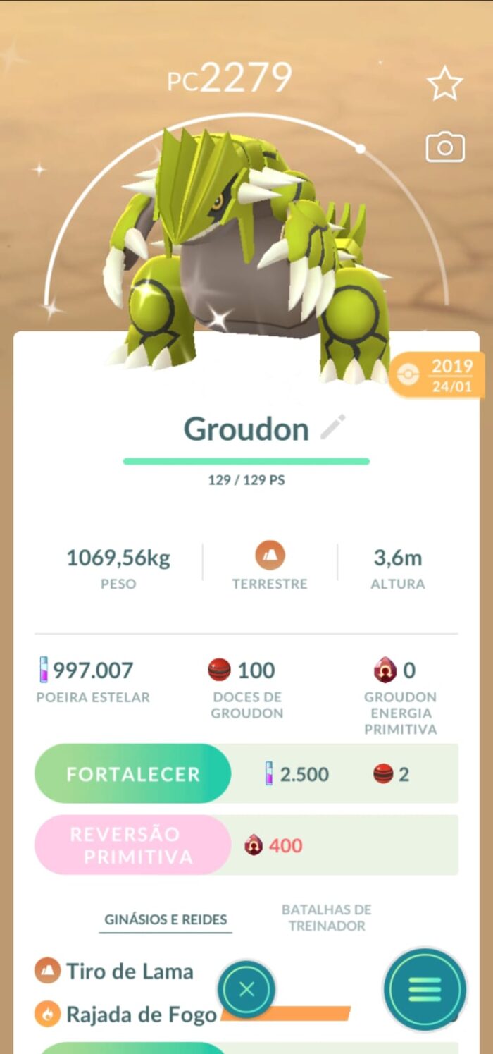 Groudon shiny 2019 (lucky garantida)