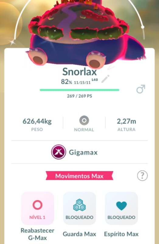Snorlax Gigantamax Brilhante Level 40