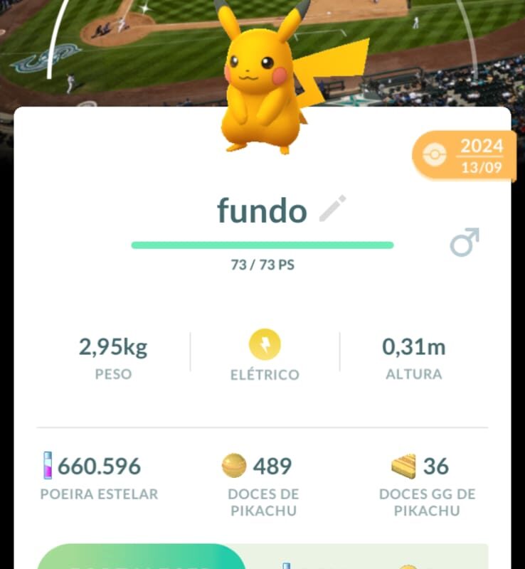 Pikachu com fundo de beisebol