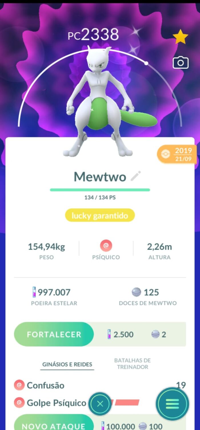 Mewtwo shiny (Lucky garantido)