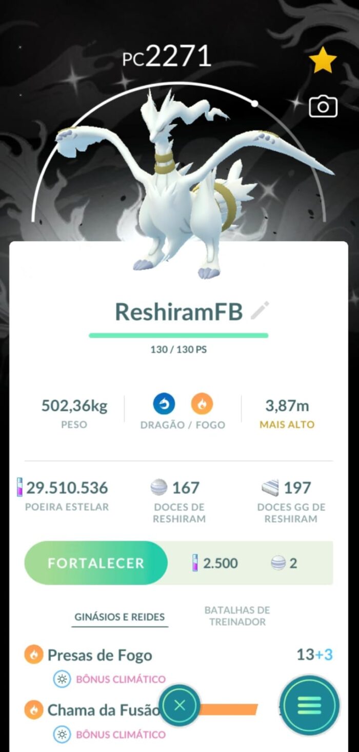 Reshiram Fundo Black Shiny