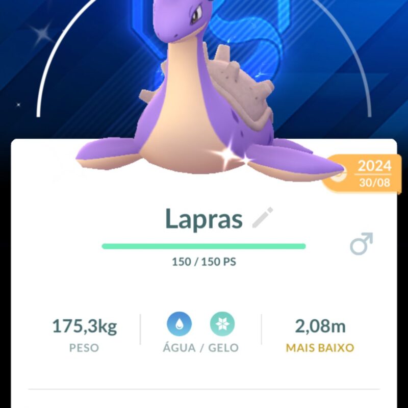 Lapras Shiny com Laço Blanche e fundo especial