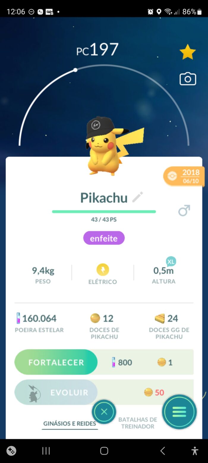 Pikachu de boné 2018