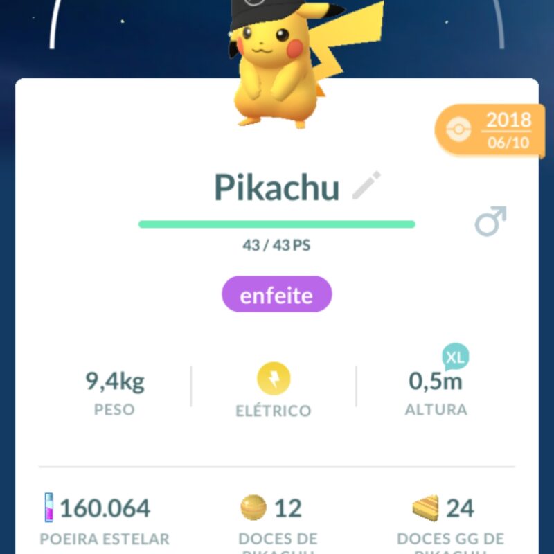 Pikachu de boné 2018