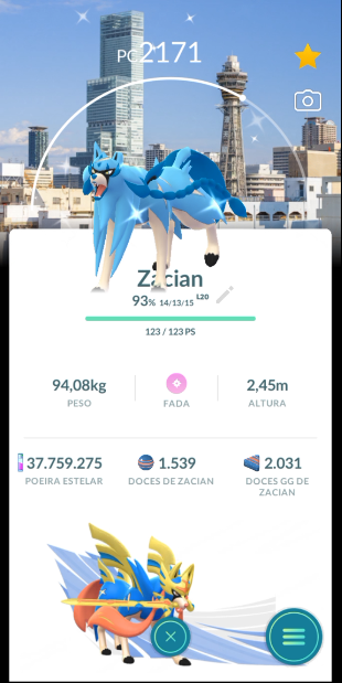 🔥 Zacian Shiny com Fundo Exclusivo – Osaka, Japão 🇯🇵🔥